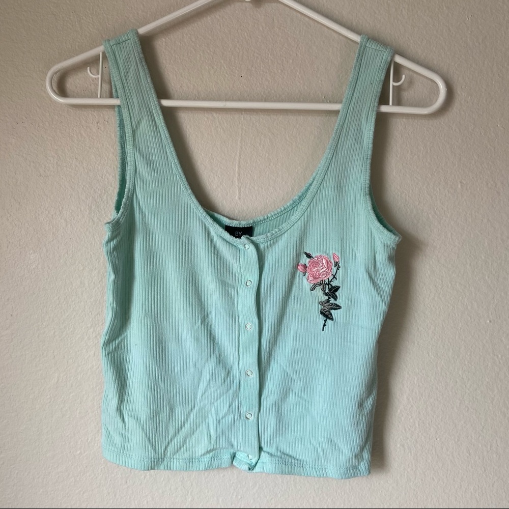 By Samii Ryan Let Me Go Aqua Ribbed Tank Top - Picture 3 of 5